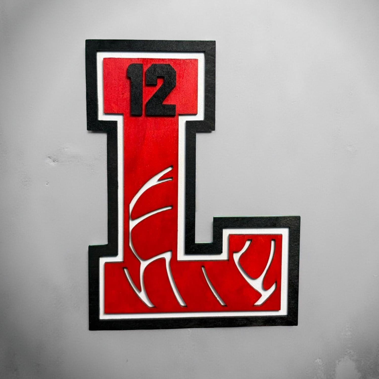 Custom Volleyball Letter Sign – Personalized 12" Wooden Wall Decor – Jersey Number & Team Colors Handmade 3D Wood Decor