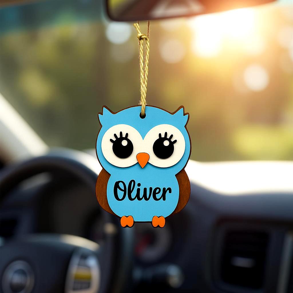 Personalized Owl Christmas Ornament – Layered Wood, Custom Name Handmade Seasonal Decor