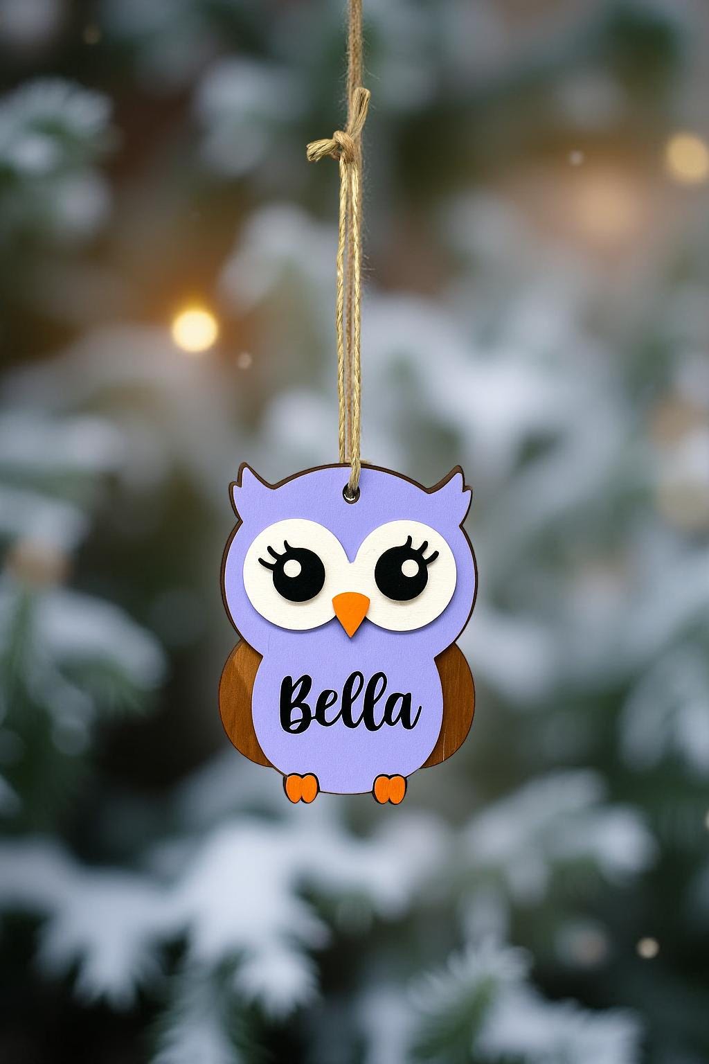Personalized Owl Christmas Ornament – Layered Wood, Custom Name Handmade Seasonal Decor