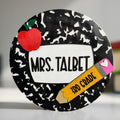 Personalized Teacher Wood Sign – Composition Notebook, Back-to-School Gift Handmade 3D Wood Sign