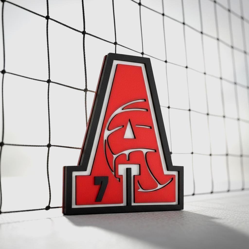Custom Volleyball Letter Sign – Personalized 12" Wooden Wall Decor – Jersey Number & Team Colors Handmade 3D Wood Sign