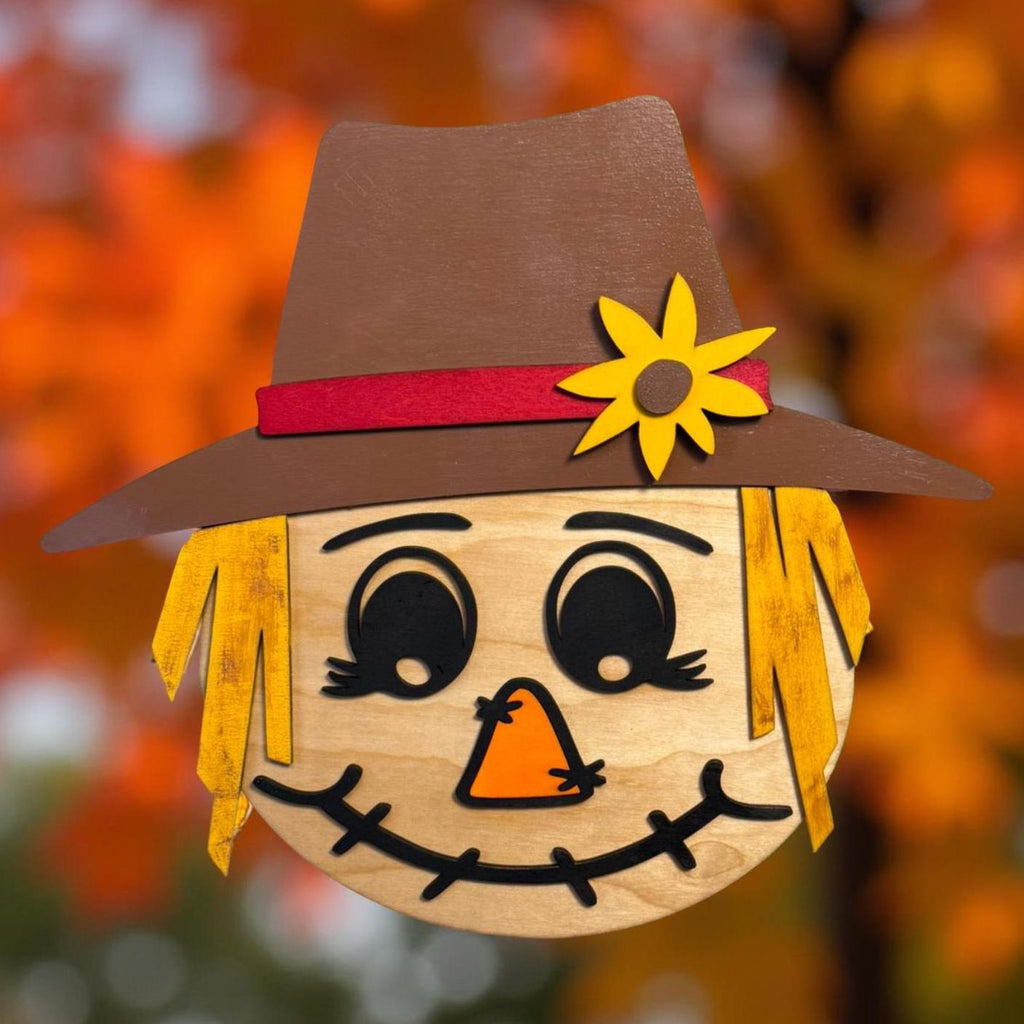 Scarecrow Wooden Wall Decor | Fall Harvest Sign | Cute Autumn Door Hanger | Layered Farmhouse Fall Decor | Thanksgiving Wall Art Seasonal Door Hanger