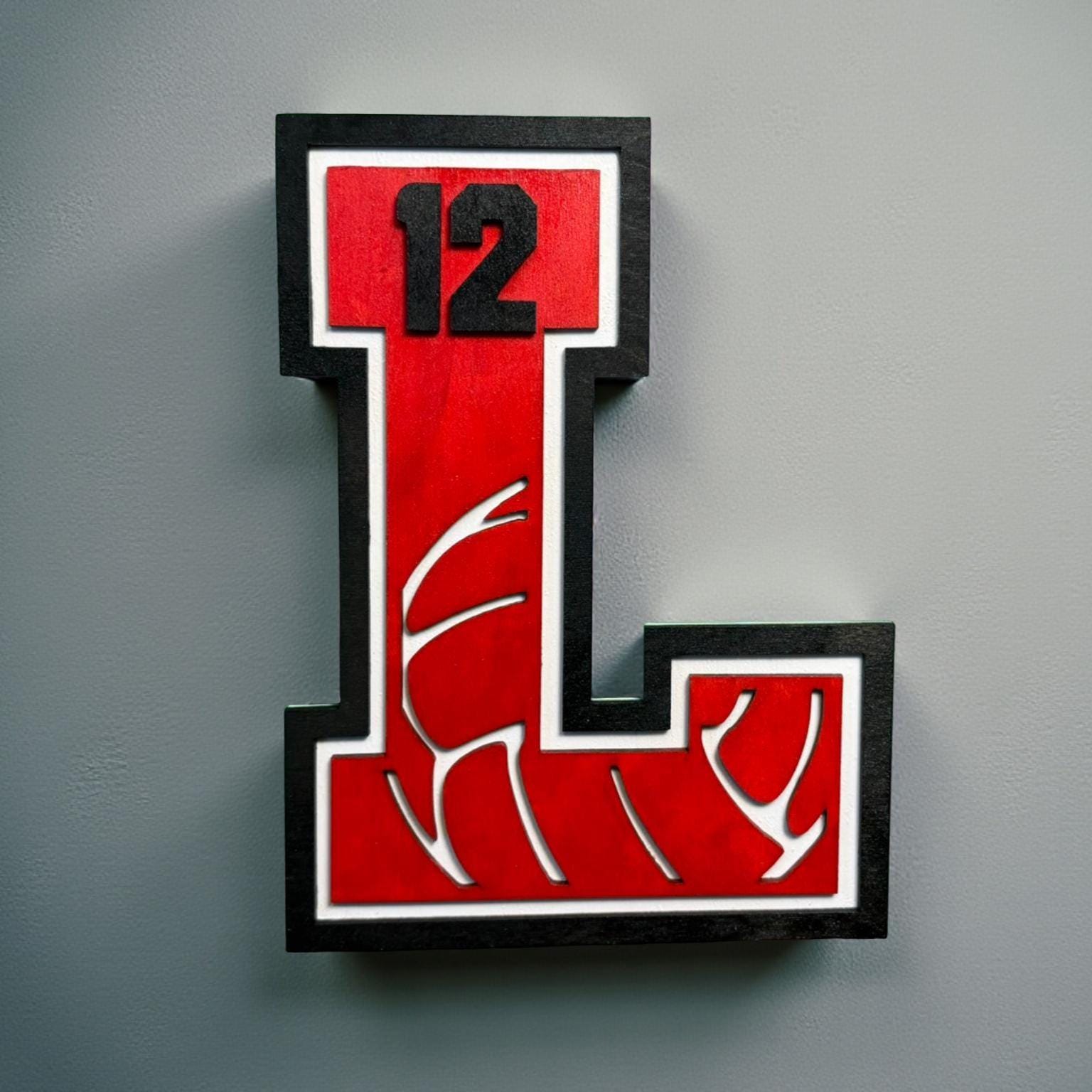 Custom Volleyball Letter Sign – Personalized 12" Wooden Wall Decor – Jersey Number & Team Colors Handmade 3D Wood Decor