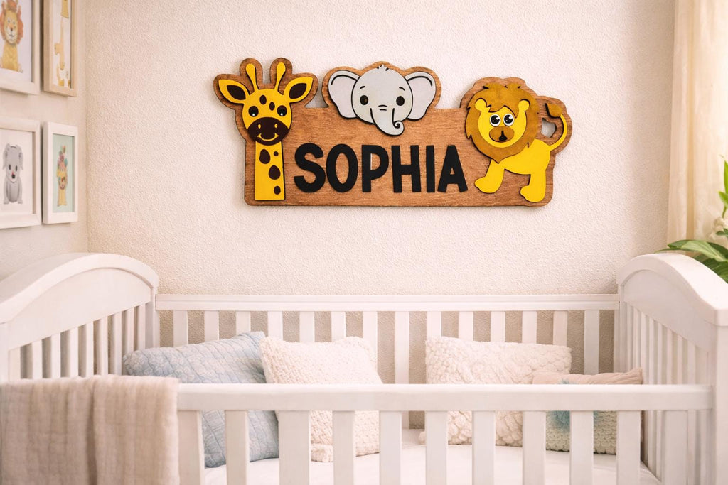 Personalized Safari Name Sign | Custom Animal Wall Decor | Jungle Kids Room or Nursery