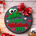 Hoppy Valentine’s Day Wooden Sign | Valentine Door Hanger | Frog Decor | Handmade Holiday Sign Handmade Wood Door Hanger