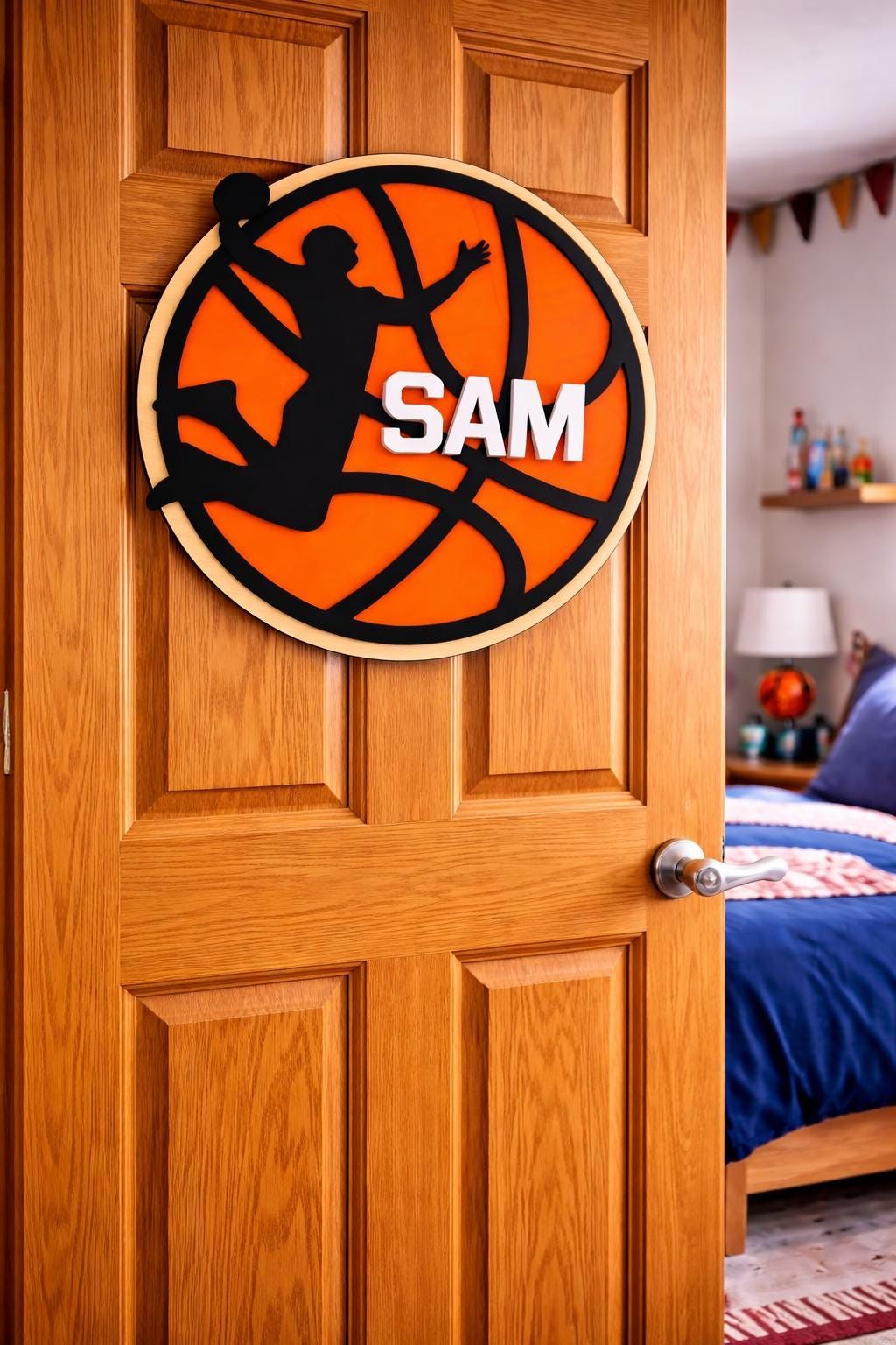 Personalized Basketball Name Sign – Custom Layered Wood Wall Decor – Sports Room Gift – Multiple Sizes Handmade 3D Wood Sign