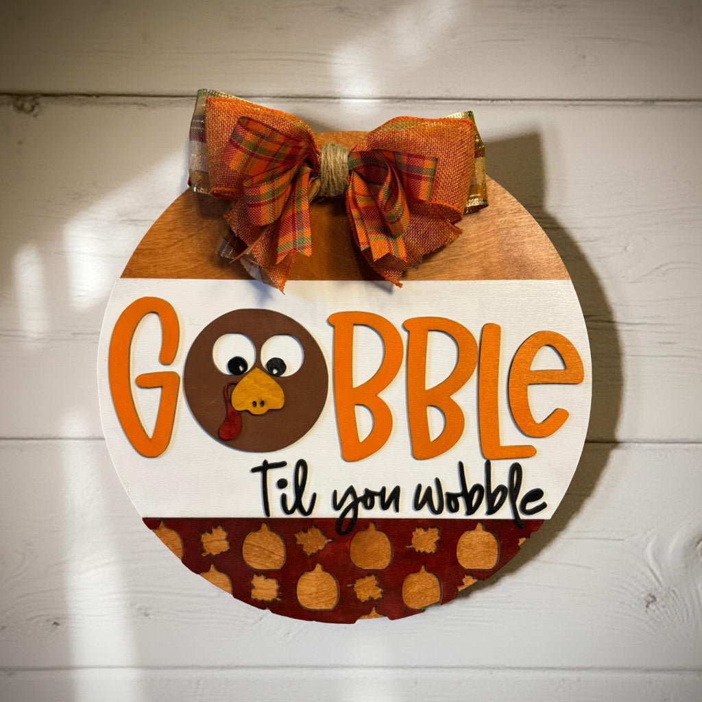Thanksgiving Turkey Door Hanger: Layered Wood Fall Decor with Bow Seasonal Door Hanger