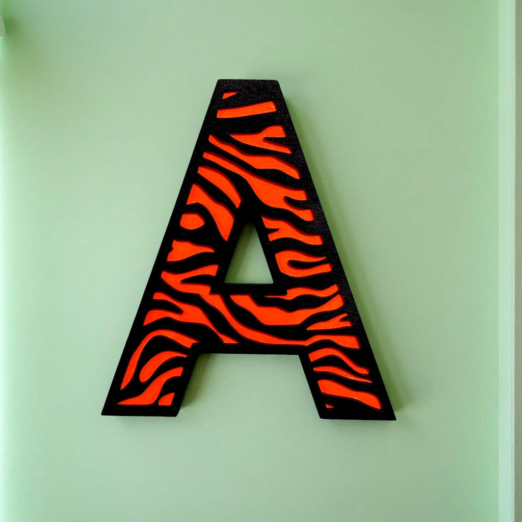Personalized Tiger Print Wooden Letter | Nursery Wall Decor | Multi-Layer Custom Sign Handmade 3D Wood Sign