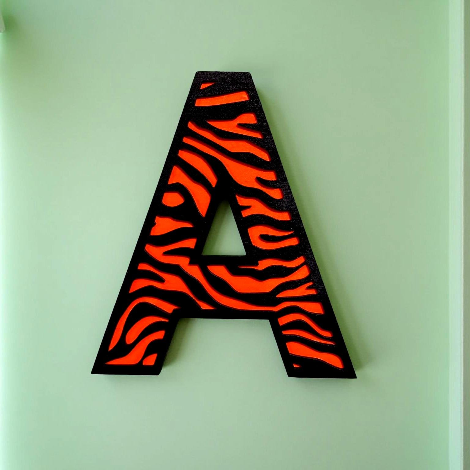 Personalized Tiger Print Wooden Letter | Nursery Wall Decor | Multi-Layer Custom Sign Handmade 3D Wood Sign