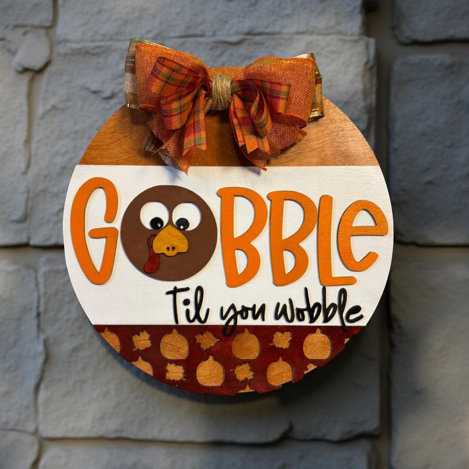 Thanksgiving Turkey Door Hanger: Layered Wood Fall Decor with Bow Seasonal Door Hanger