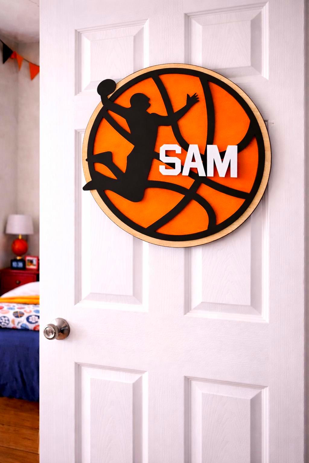Personalized Basketball Name Sign – Custom Layered Wood Wall Decor – Sports Room Gift – Multiple Sizes Handmade 3D Wood Sign