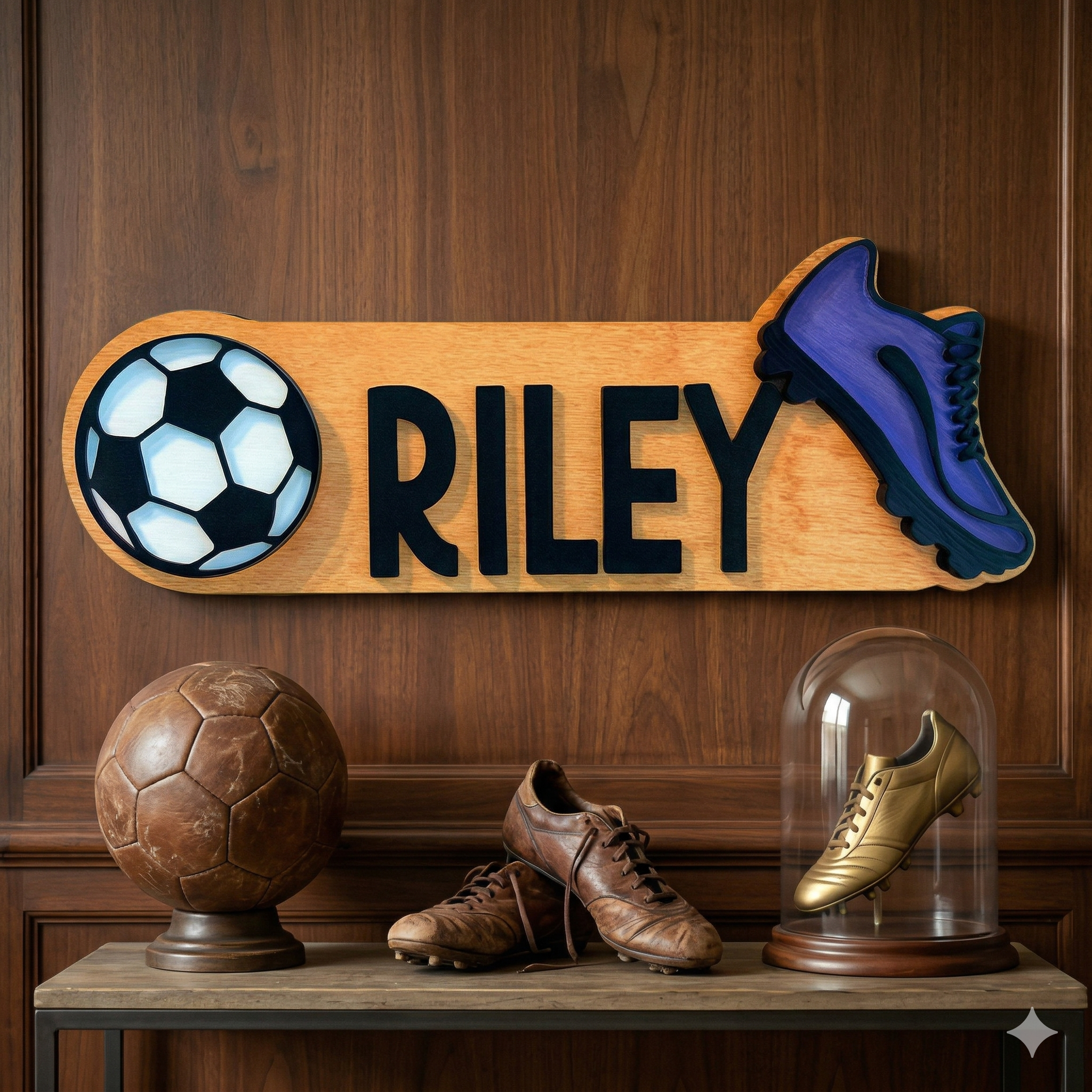 Personalized Soccer Name Sign – Custom Color Cleat & Ball Decor