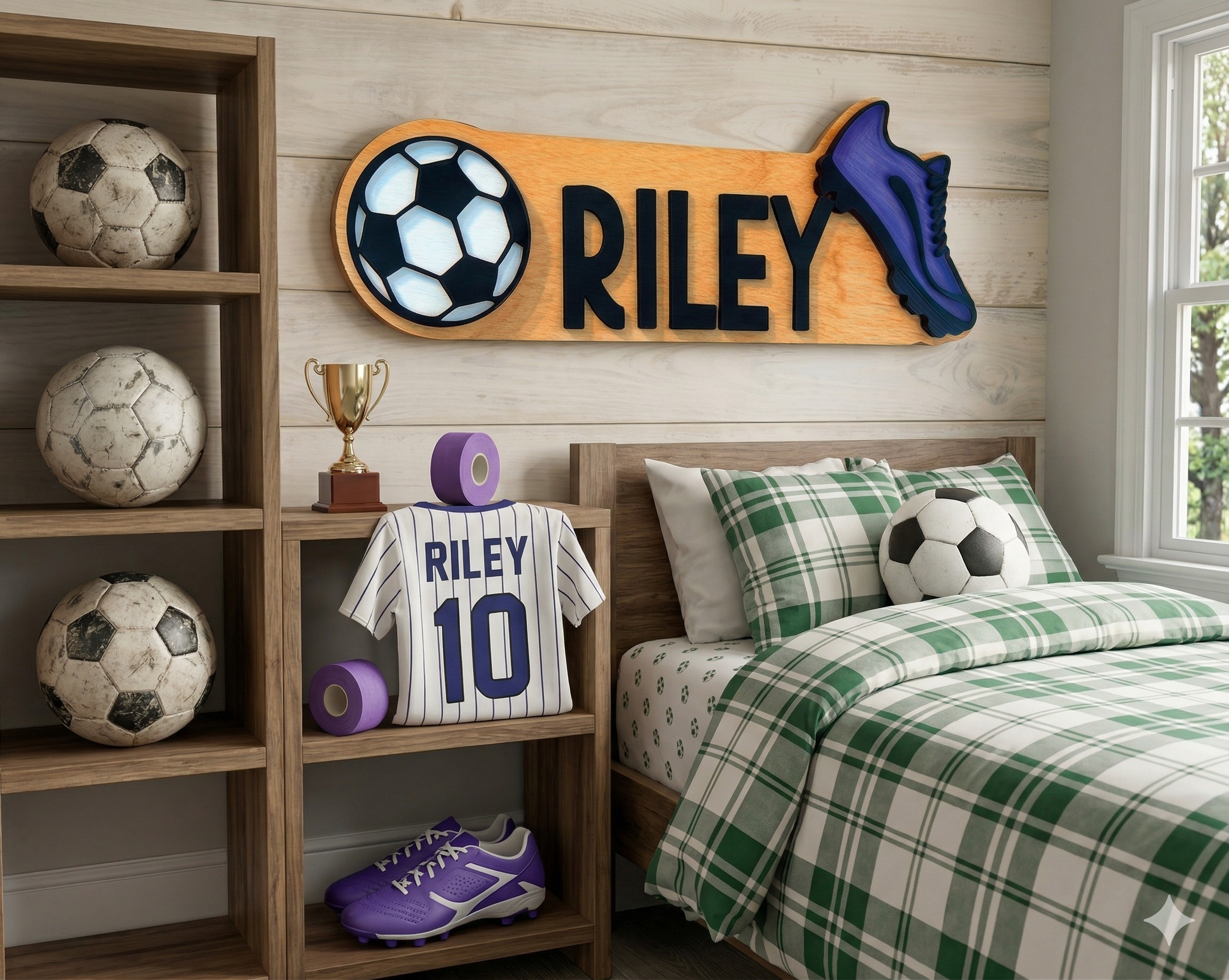 Personalized Soccer Name Sign – Custom Color Cleat & Ball Decor