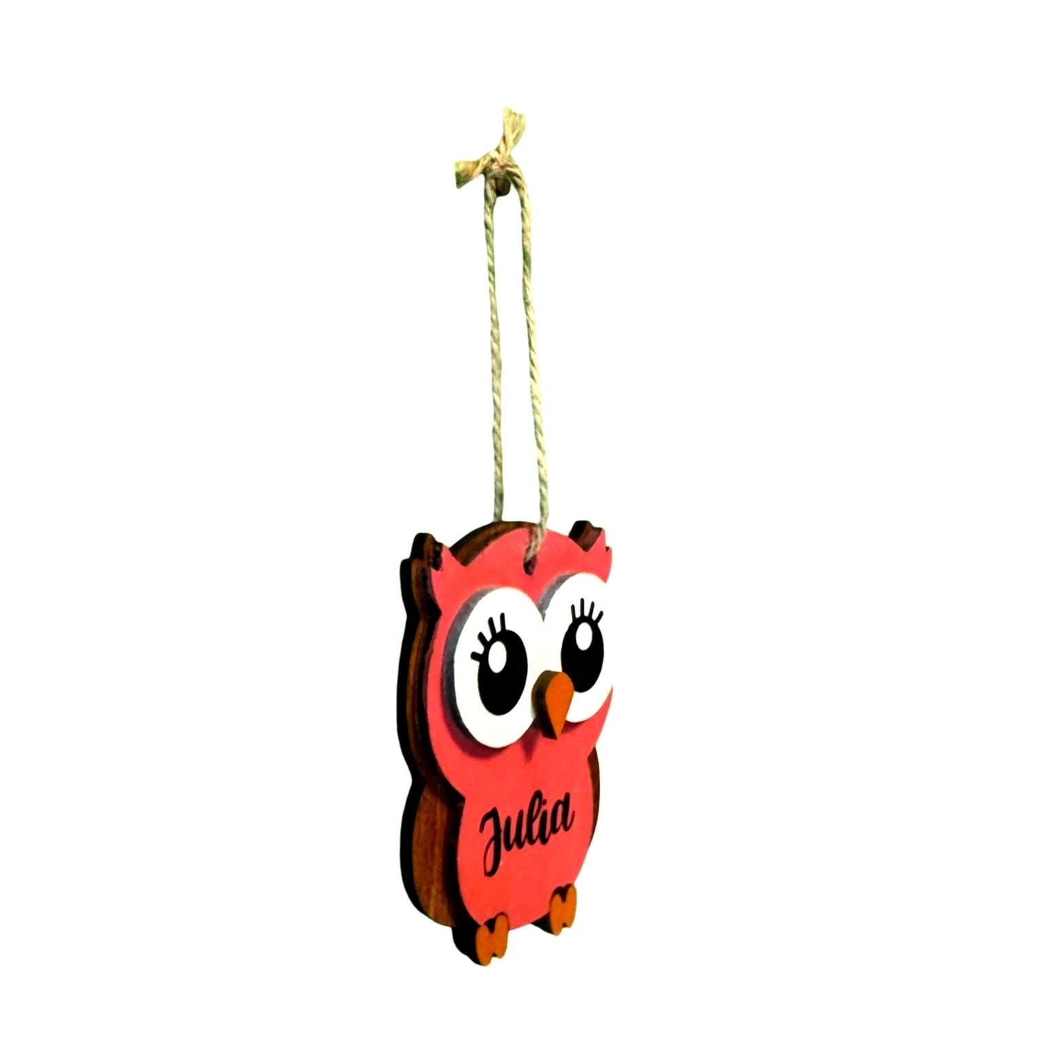 Personalized Owl Christmas Ornament – Layered Wood, Custom Name Handmade Seasonal Decor