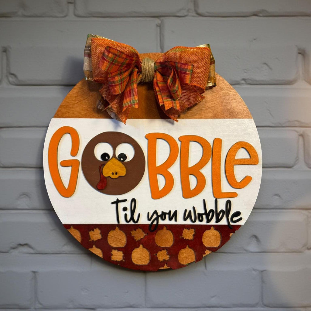Thanksgiving Turkey Door Hanger: Layered Wood Fall Decor with Bow Seasonal Door Hanger