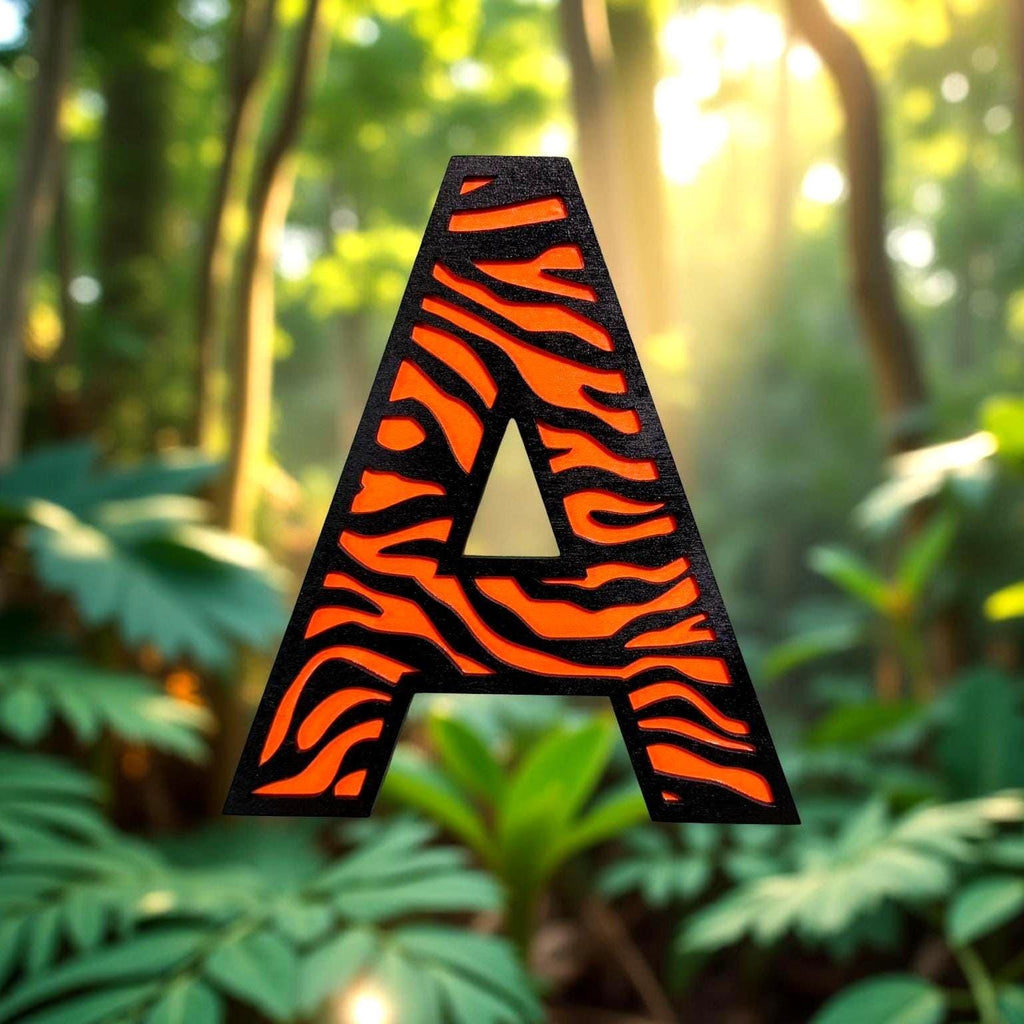 Personalized Tiger Print Wooden Letter | Nursery Wall Decor | Multi-Layer Custom Sign Handmade 3D Wood Sign