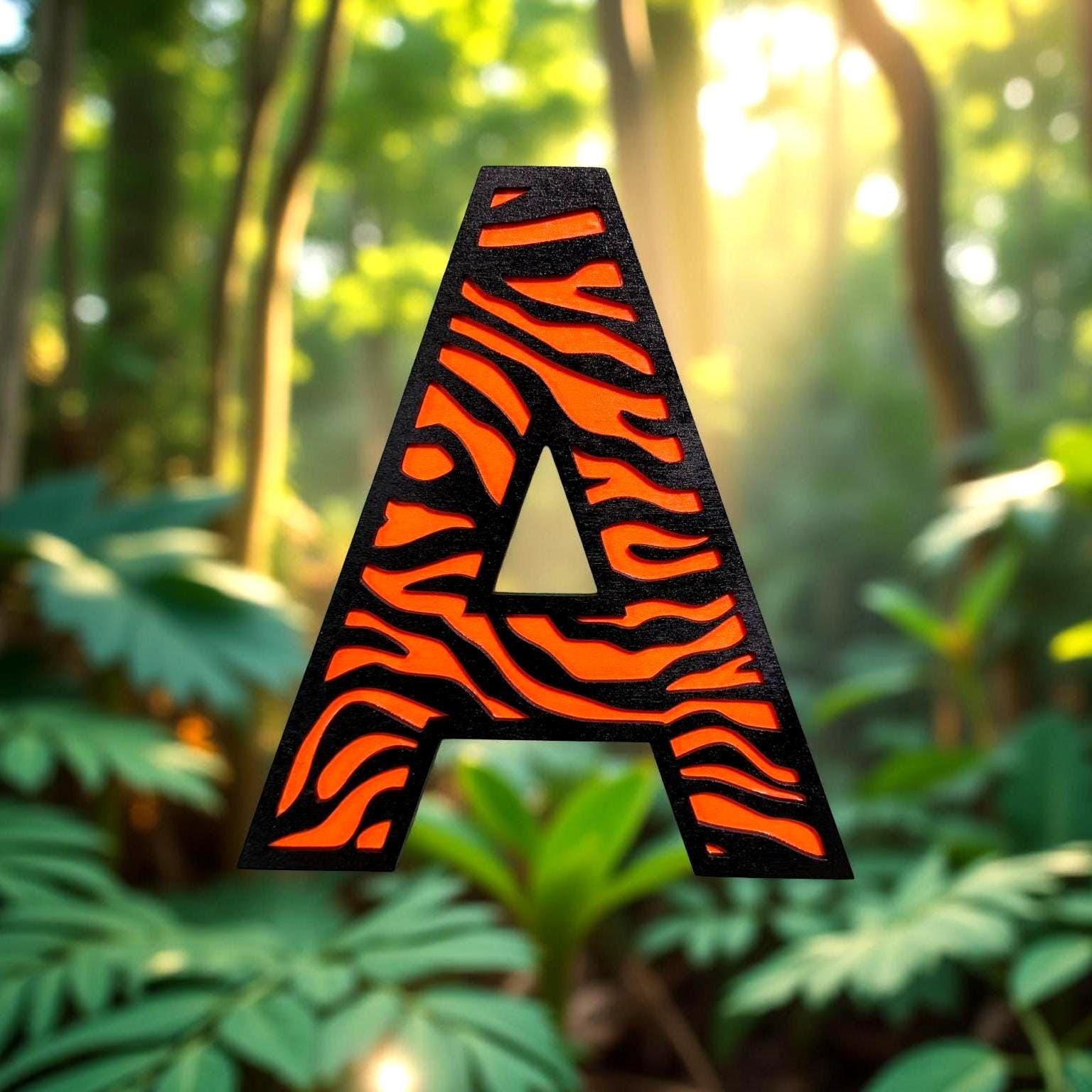 Personalized Tiger Print Wooden Letter | Nursery Wall Decor | Multi-Layer Custom Sign Handmade 3D Wood Sign
