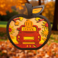 Layered Wooden Apple Truck Sign – Rustic Farmhouse Fall Decor Handmade Seasonal Decor