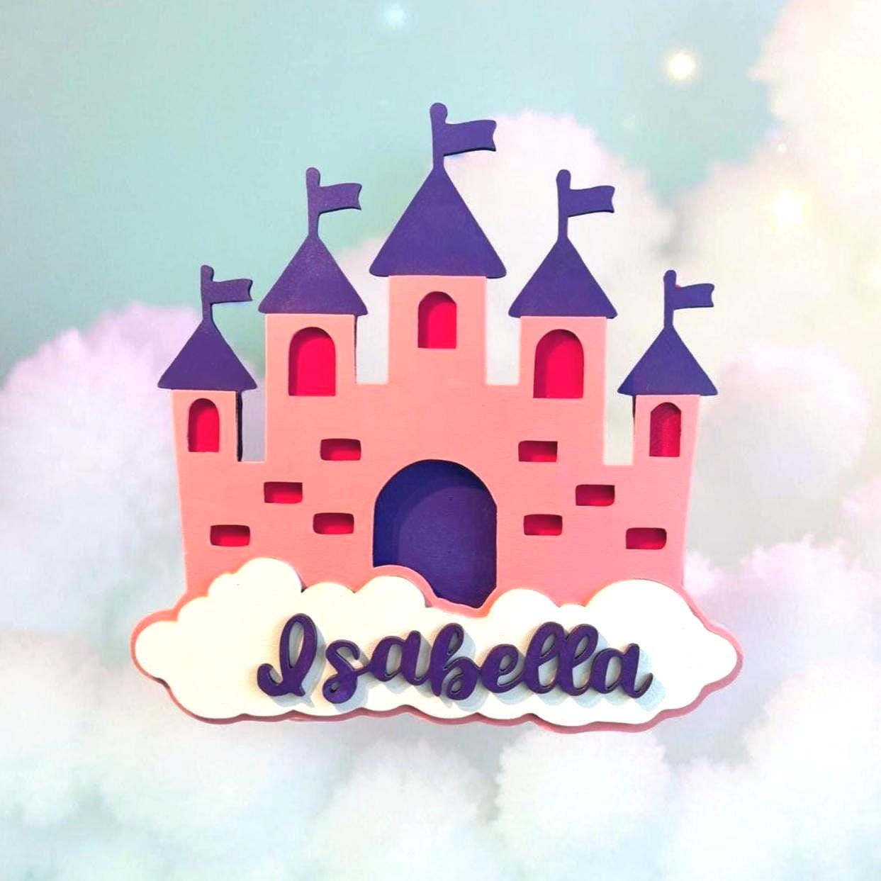 Personalized Princess Castle Sign – Custom Name Wood Wall Decor for Girls Room or Nursery