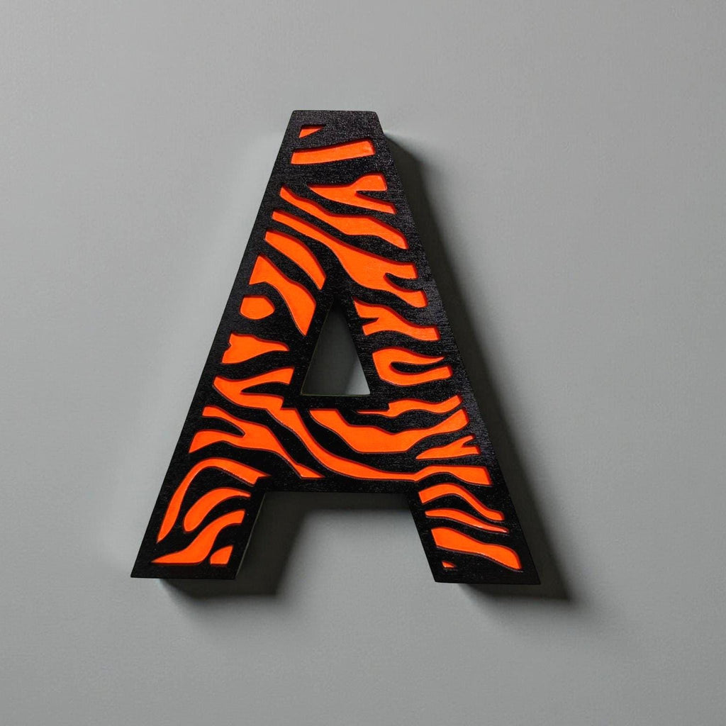 Personalized Tiger Print Wooden Letter | Nursery Wall Decor | Multi-Layer Custom Sign Handmade 3D Wood Sign