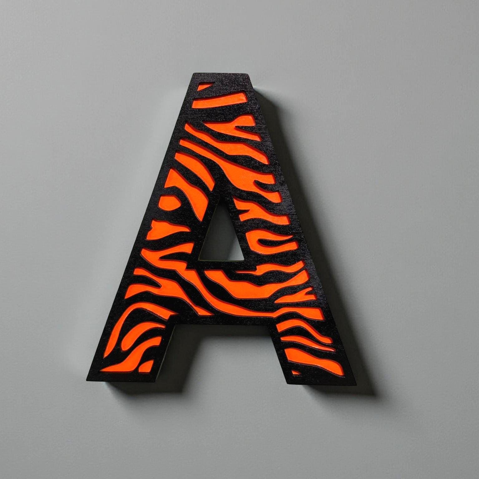 Personalized Tiger Print Wooden Letter | Nursery Wall Decor | Multi-Layer Custom Sign Handmade 3D Wood Sign