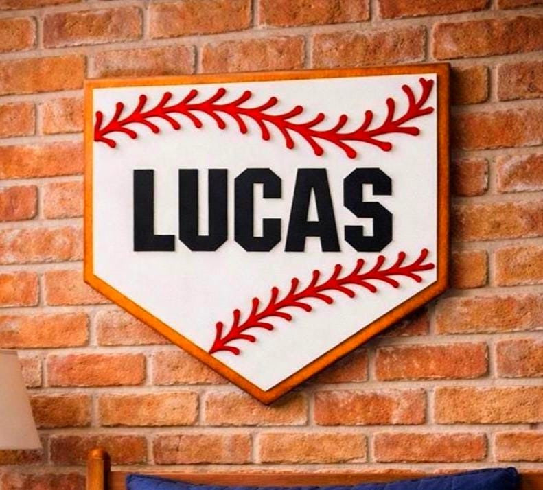 Personalized Baseball Home Plate Sign: Custom Name Wooden Wall Decor