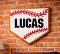 Personalized Baseball Home Plate Sign: Custom Name Wooden Wall Decor