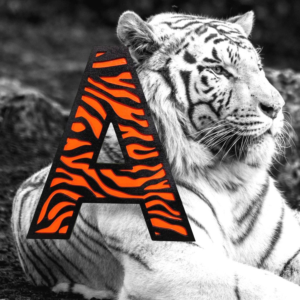 Personalized Tiger Print Wooden Letter | Nursery Wall Decor | Multi-Layer Custom Sign Handmade 3D Wood Sign