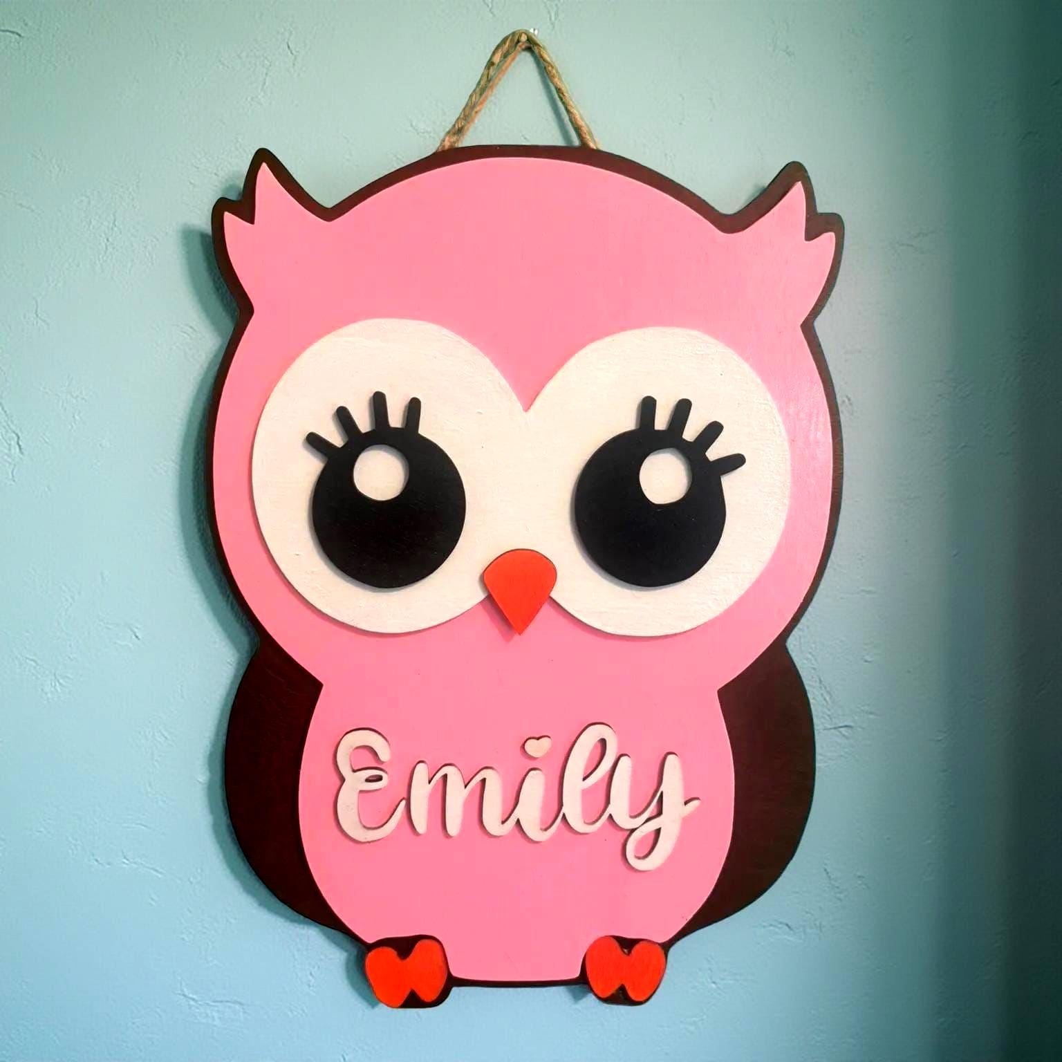 Personalized Owl Name Sign for Nursery, Custom Wooden Decor, Unique Baby & Kids Wall Owl