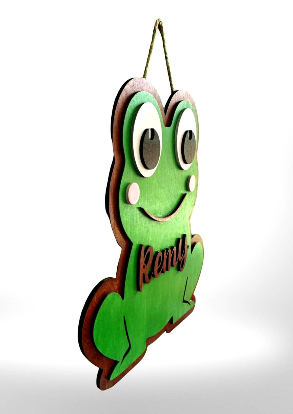 Personalized Frog Name Sign | Handmade Wooden Nursery Decor Handmade 3D Wood Sign