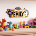 Personalized Unicorn Name Sign – Rainbow Butterfly Wood Decor Custom Kids/Nursery Decor