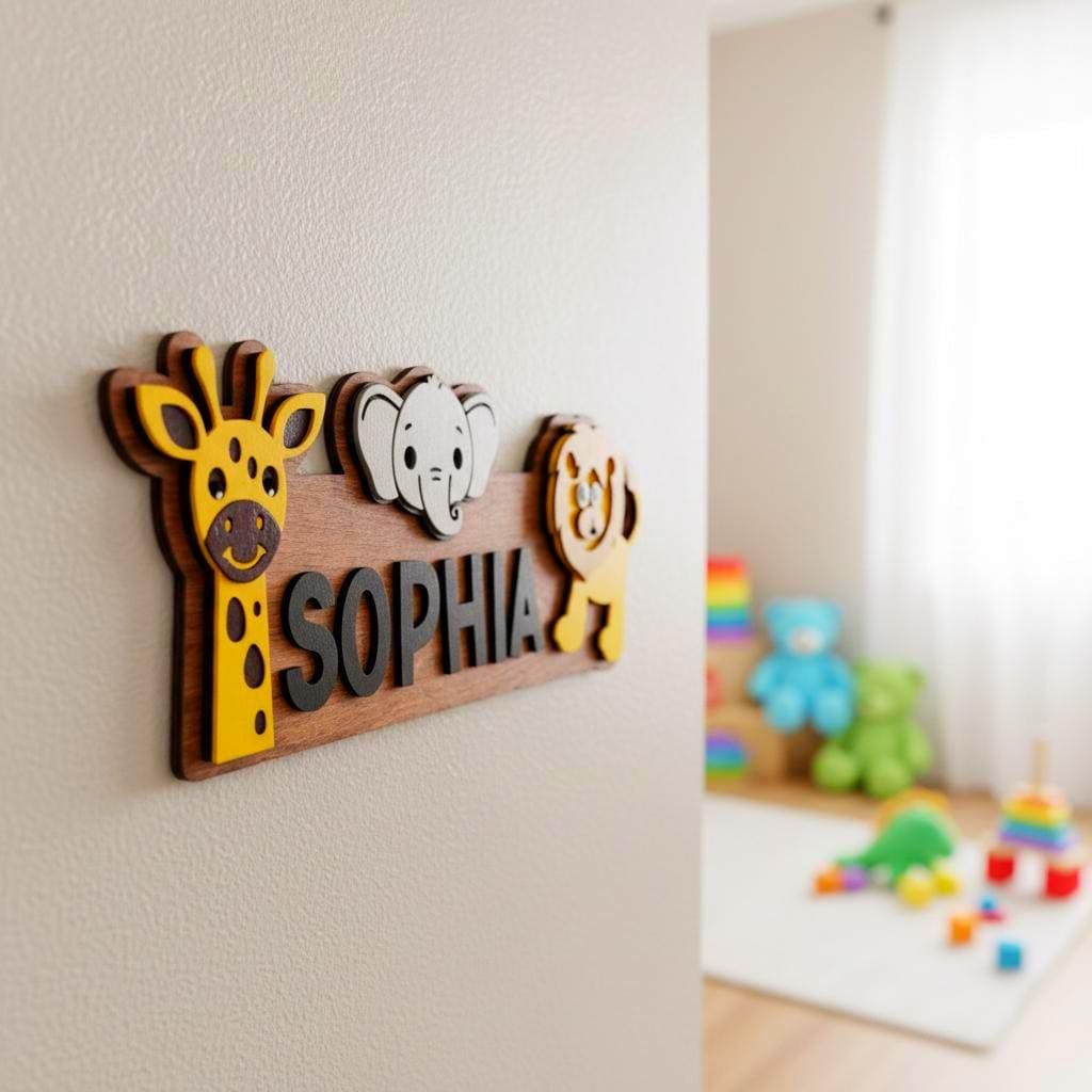 Personalized Safari Name Sign | Custom Animal Wall Decor | Jungle Kids Room or Nursery