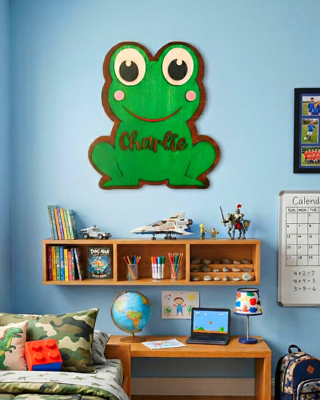 Personalized Frog Name Sign | Handmade Wooden Nursery Decor Handmade 3D Wood Sign
