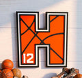 Personalized Basketball Letter Sign: Custom Jersey Letter & Number, Multiple Layer Wood Handmade 3D Wood Sign