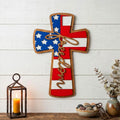 Patriotic Wooden Cross Sign: American Flag, Freedom Wall Decor Handmade 3D Wood Sign