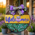 Wooden Owl Welcome Sign | Layered Door Hanger | Handmade Front Door Decor Handmade Wood Door Hanger