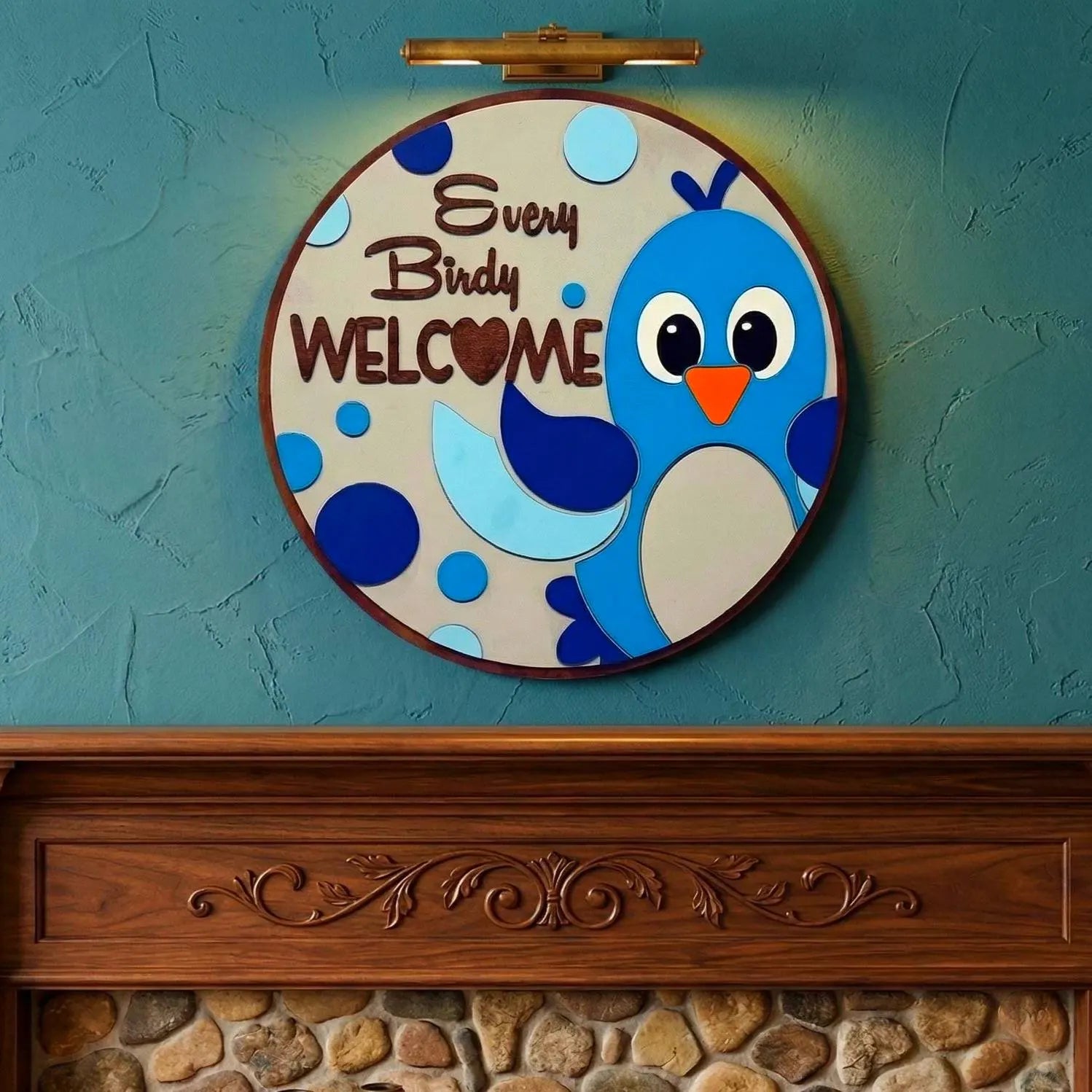 Every Birdy Welcome Sign | Spring Door Hanger | Layered Wooden Decor Handmade Wood Door Hanger