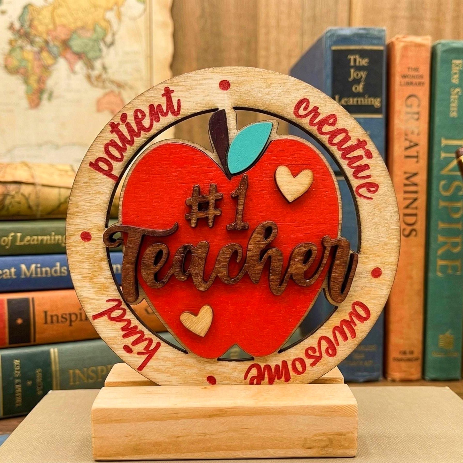 3D Layered Teacher Appreciation Sign – 4" Round Ornament or Tabletop Decor Handmade Wood Decor