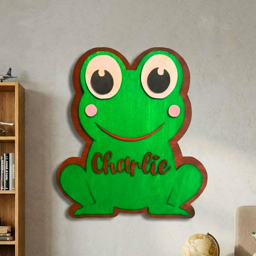 Personalized Frog Name Sign | Handmade Wooden Nursery Decor Handmade 3D Wood Sign