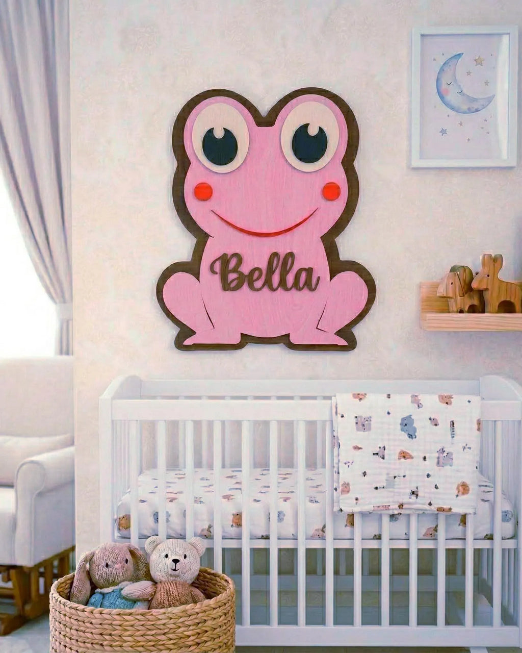 Personalized Frog Name Sign | Handmade Wooden Nursery Decor Handmade 3D Wood Sign