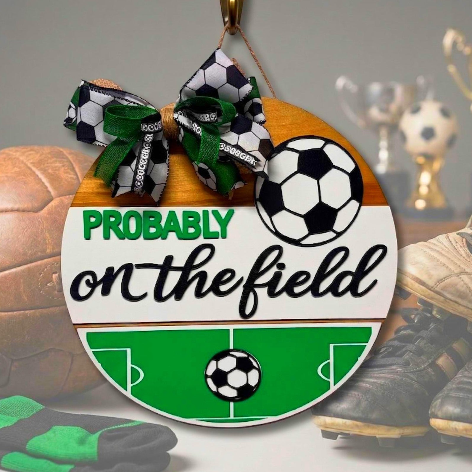 Soccer Door Hanger – Handmade Wood Sign, Probably at the Soccer Field