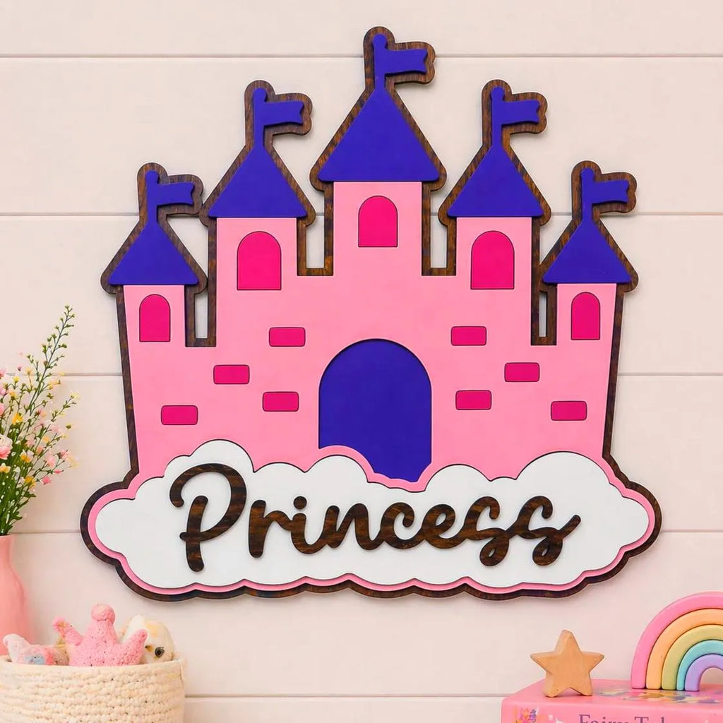 Princess Castle Wall Decor | Girls Room Sign | Nursery Wall Art | Layered Wooden Sign | Princess Bedroom Decor Handmade 3D Wood Sign