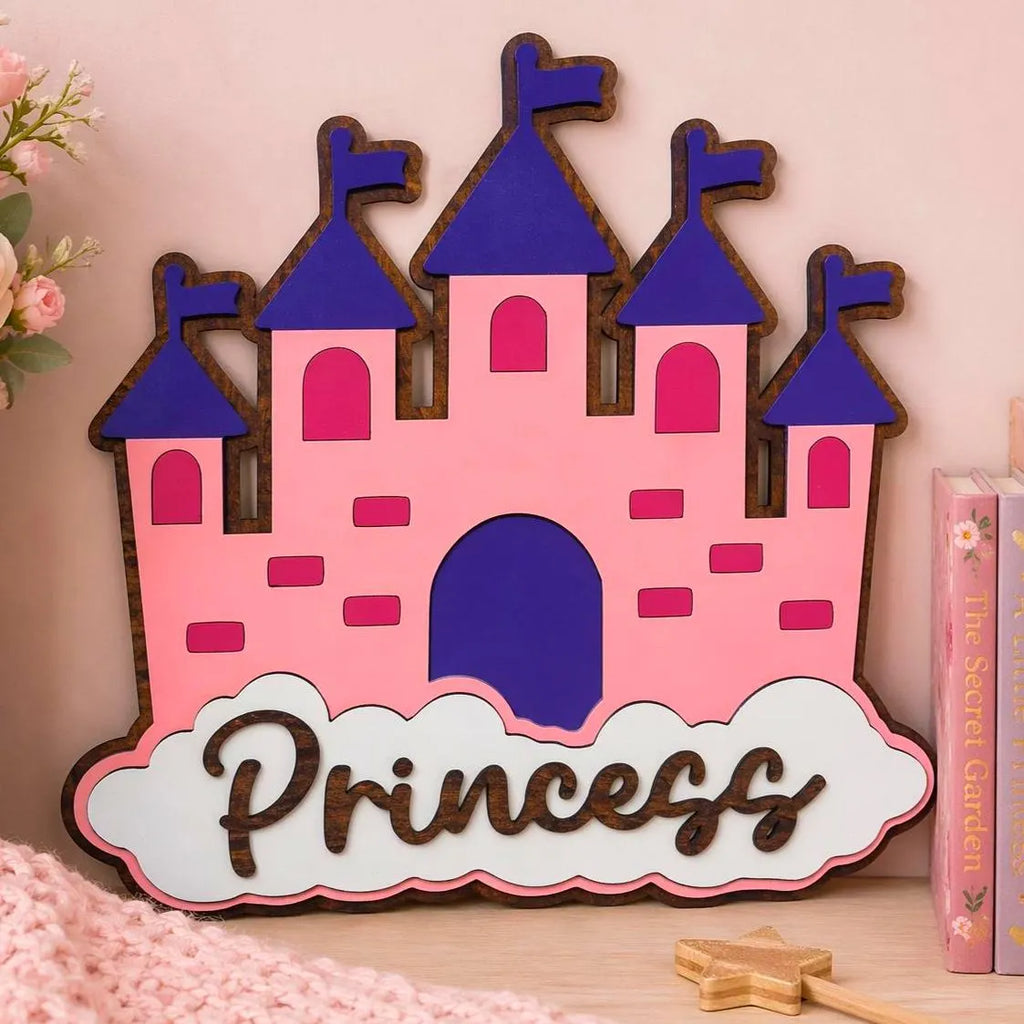 Princess Castle Wall Decor | Girls Room Sign | Nursery Wall Art | Layered Wooden Sign | Princess Bedroom Decor Handmade 3D Wood Sign