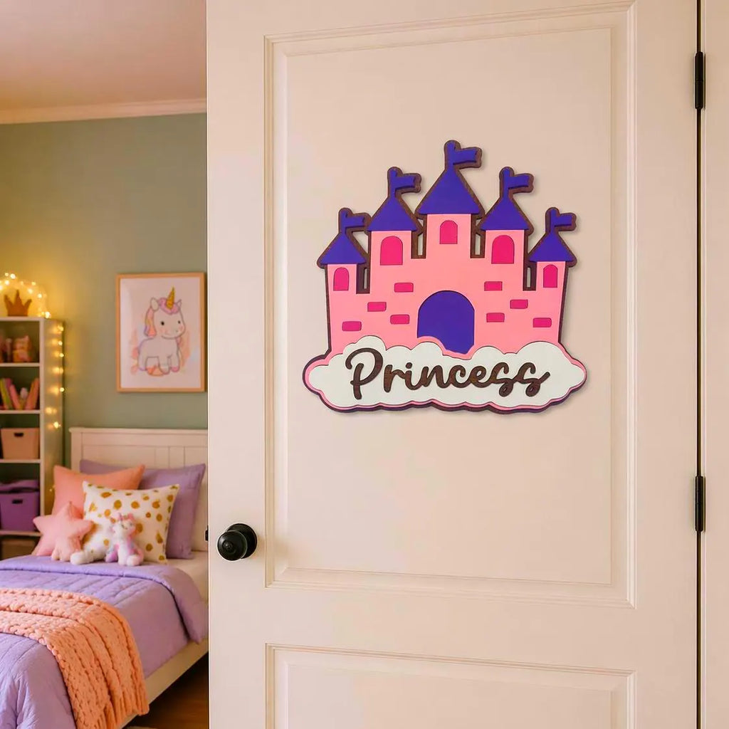Princess Castle Wall Decor | Girls Room Sign | Nursery Wall Art | Layered Wooden Sign | Princess Bedroom Decor Handmade 3D Wood Sign