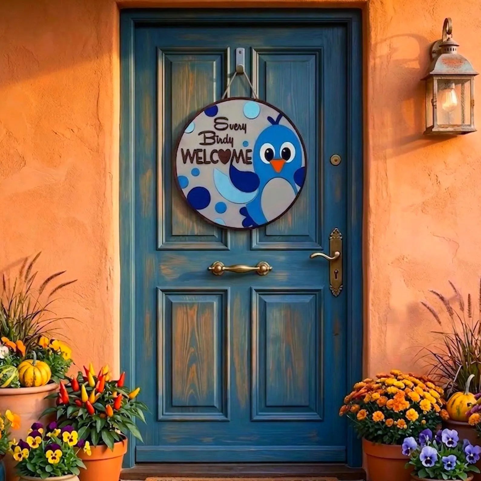 Every Birdy Welcome Sign | Spring Door Hanger | Layered Wooden Decor Handmade Wood Door Hanger