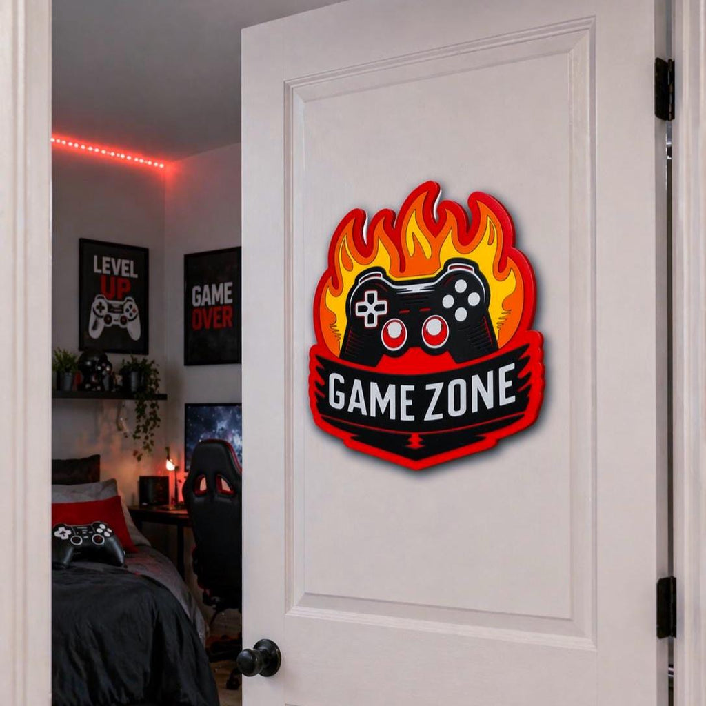 Game Zone Wall Sign | Gamer Room Decor | Boys Bedroom Wall Art | Gaming Room Sign | Teen Gamer Gift | Video Game Wall Decor | Gaming Setup Decor Handmade 3D Wood Sign