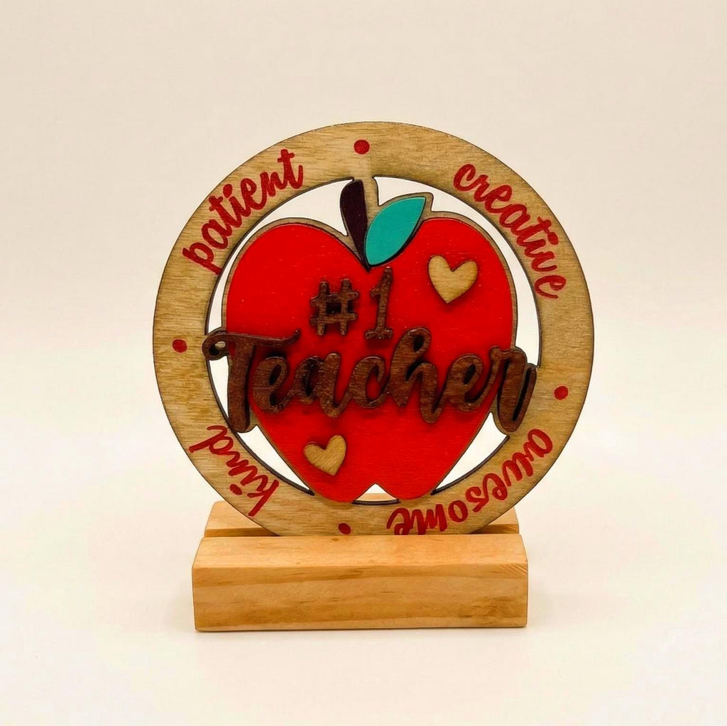 3D Layered Teacher Appreciation Sign – 4" Round Ornament or Tabletop Decor Handmade Wood Decor