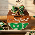 Football Wall Sign – “Probably On the Field” Decor - Handmade Layered Wood Sports Door Hanger