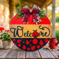 Ladybug Welcome Sign | Spring Door Hanger | Handmade Spring & Summer Decor Handmade Wood Door Hanger