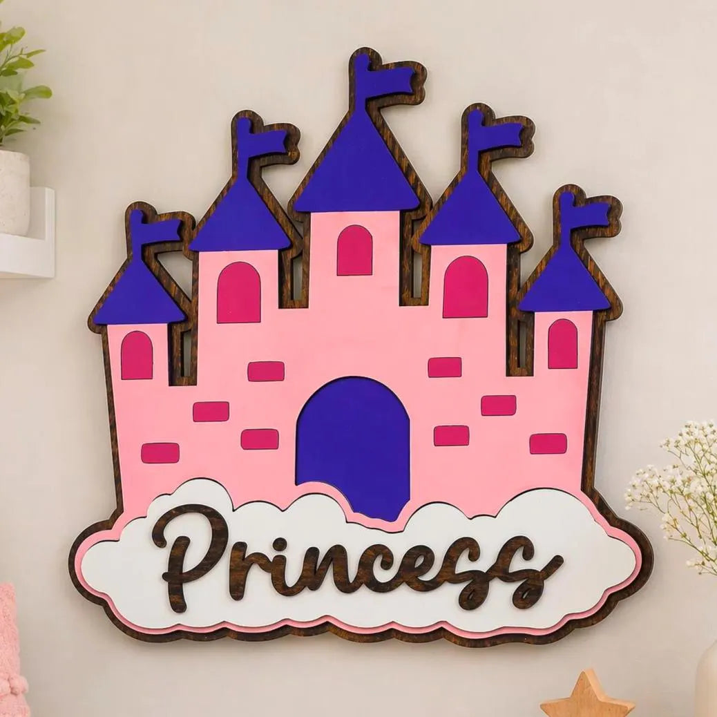 Princess Castle Wall Decor | Girls Room Sign | Nursery Wall Art | Layered Wooden Sign | Princess Bedroom Decor Handmade 3D Wood Sign